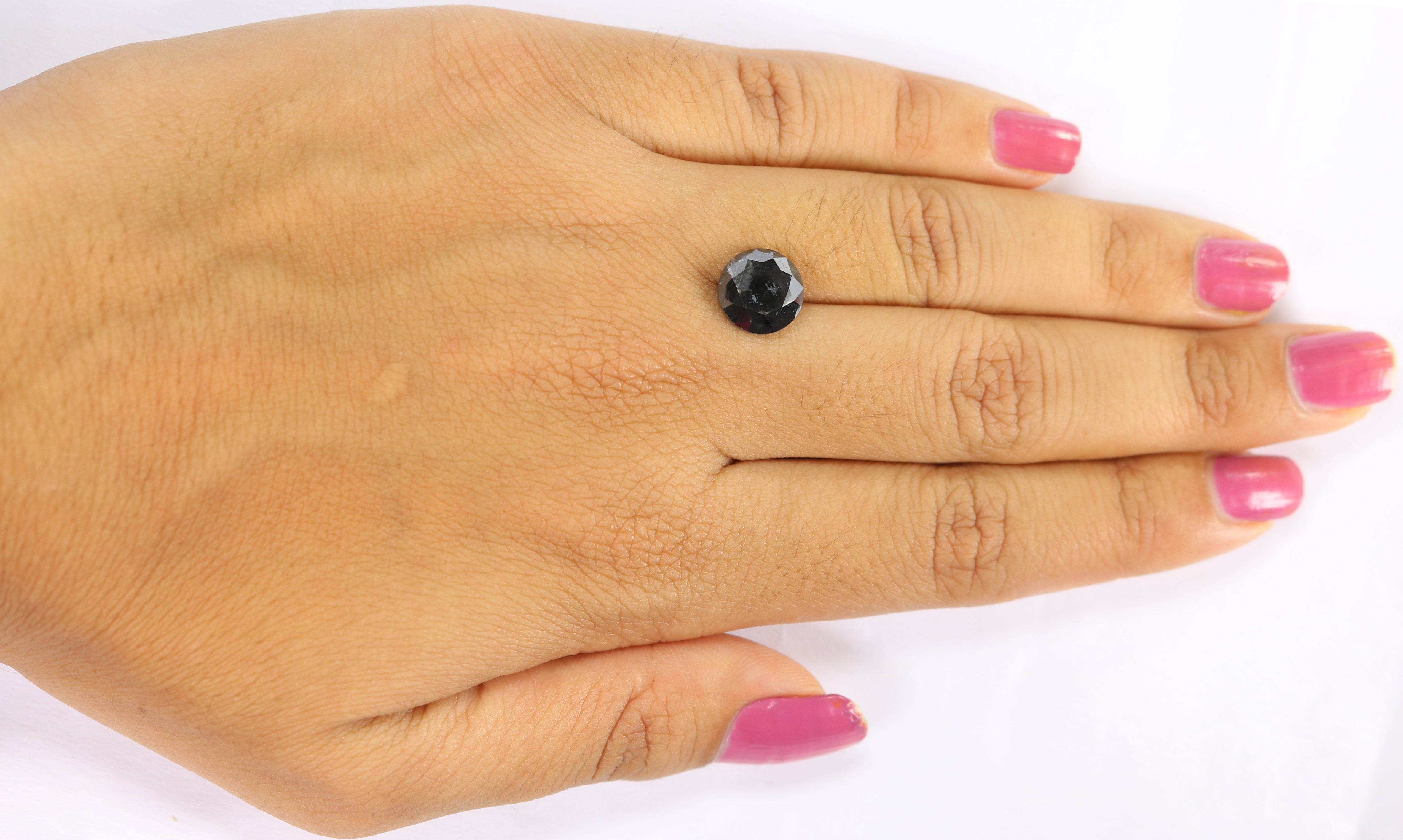 3.43 Ct Natural Loose Round Shape Diamond Black Color Round Cut Diamond 9.00 MM Natural Black Diamond Round Brilliant Cut Diamond KQ1999