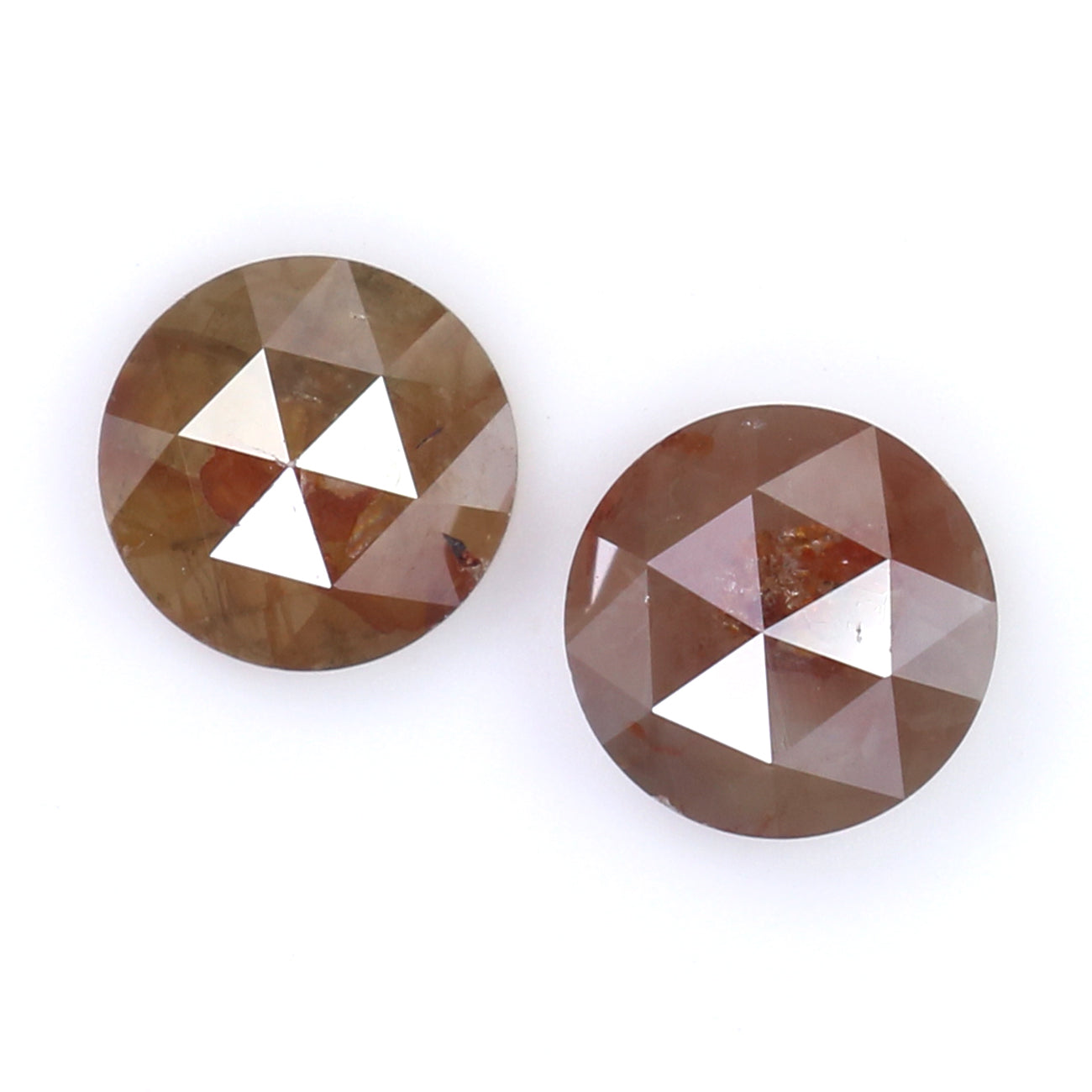 1.44 CT Natural Loose Round Rose Cut Pair Diamond Brown Color Round Cut Diamond 5.40 MM Natural Grey Diamond Round Rose Cut Diamond LQ7792