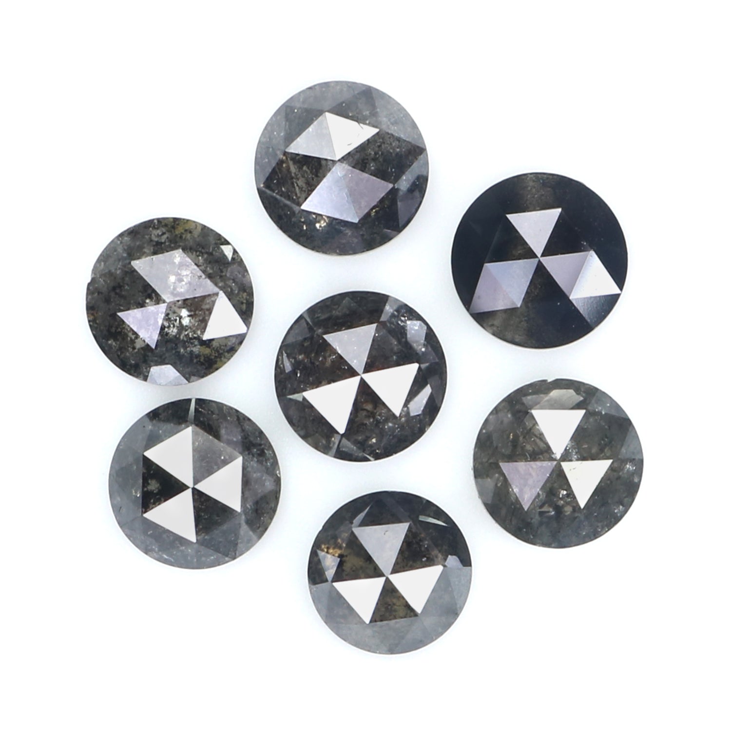 Natural Loose Rose Cut Salt And Pepper Diamond Black Grey Color 1.97 CT 3.88 MM Rose Cut Shape Diamond L2381