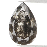 Natural Loose Pear Salt And Pepper Diamond Black Grey Color 0.73 CT 7.10 MM Pear Shape Rose Cut Diamond KDL1025