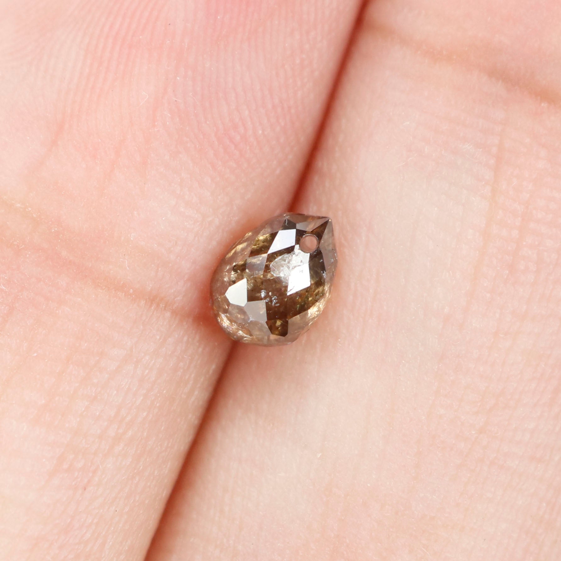 0.79 Ct Natural Loose Briolette Shape Diamond Brown Color Drop Diamond 5.55 MM Natural Loose Brown Color Briolette Rose Cut Diamond LQ9824