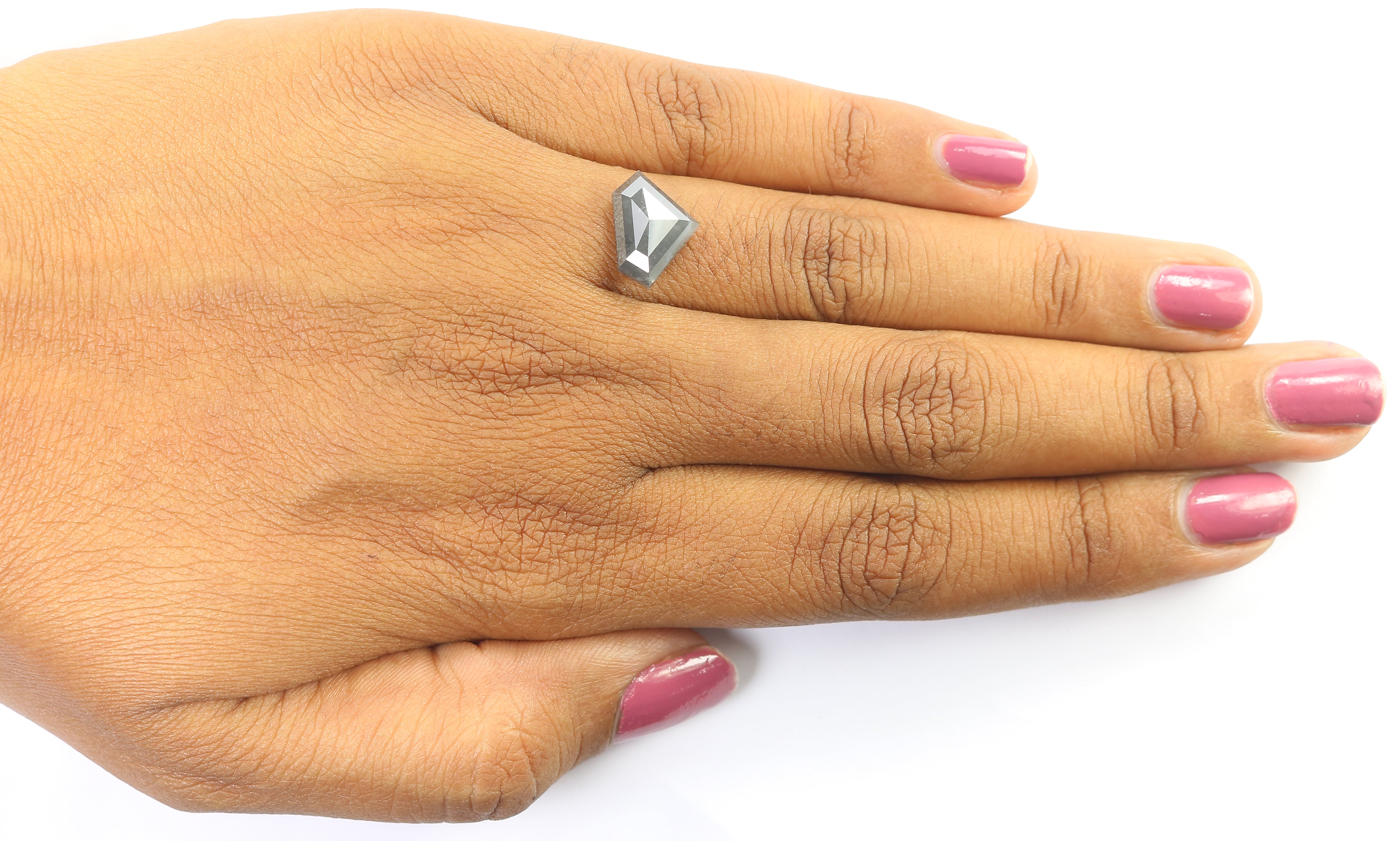 3.67 Ct Natural Loose Shield Shape Diamond Salt And Pepper Shield Shape Diamond 8.90 MM Natural Gray Color Shield Rose Cut Diamond QL982