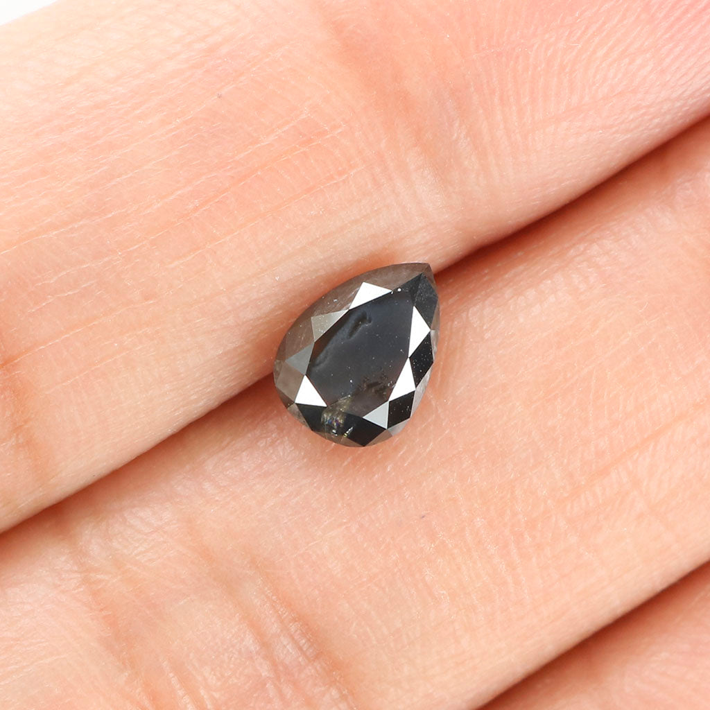 IGI CERTIFIED 1.34 Ct Natural Loose Diamond Pear Brilliant Natural Fancy Black Color 7.75 MM KDL9380