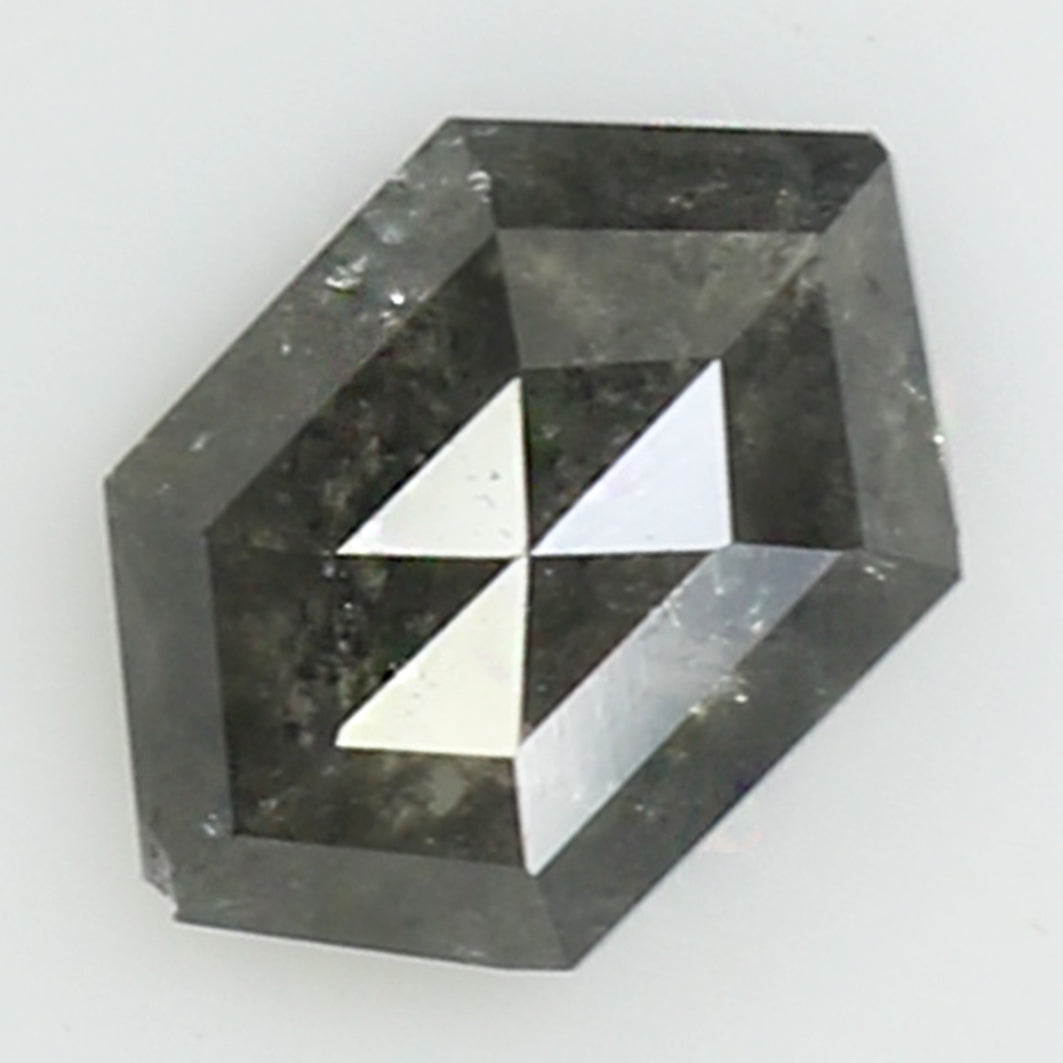 0.70 CT Natural Loose Hexagon Shape Diamond Salt And Pepper Hexagon Cut Diamond 7.05 MM Natural Black Grey Hexagon Rose Cut Diamond QL8153
