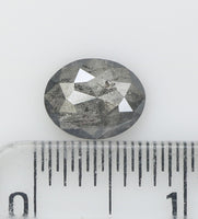0.85 Ct Natural Loose Diamond Oval Black Grey Salt And Pepar Color I3 Clarity 6.80 MM KDL8673