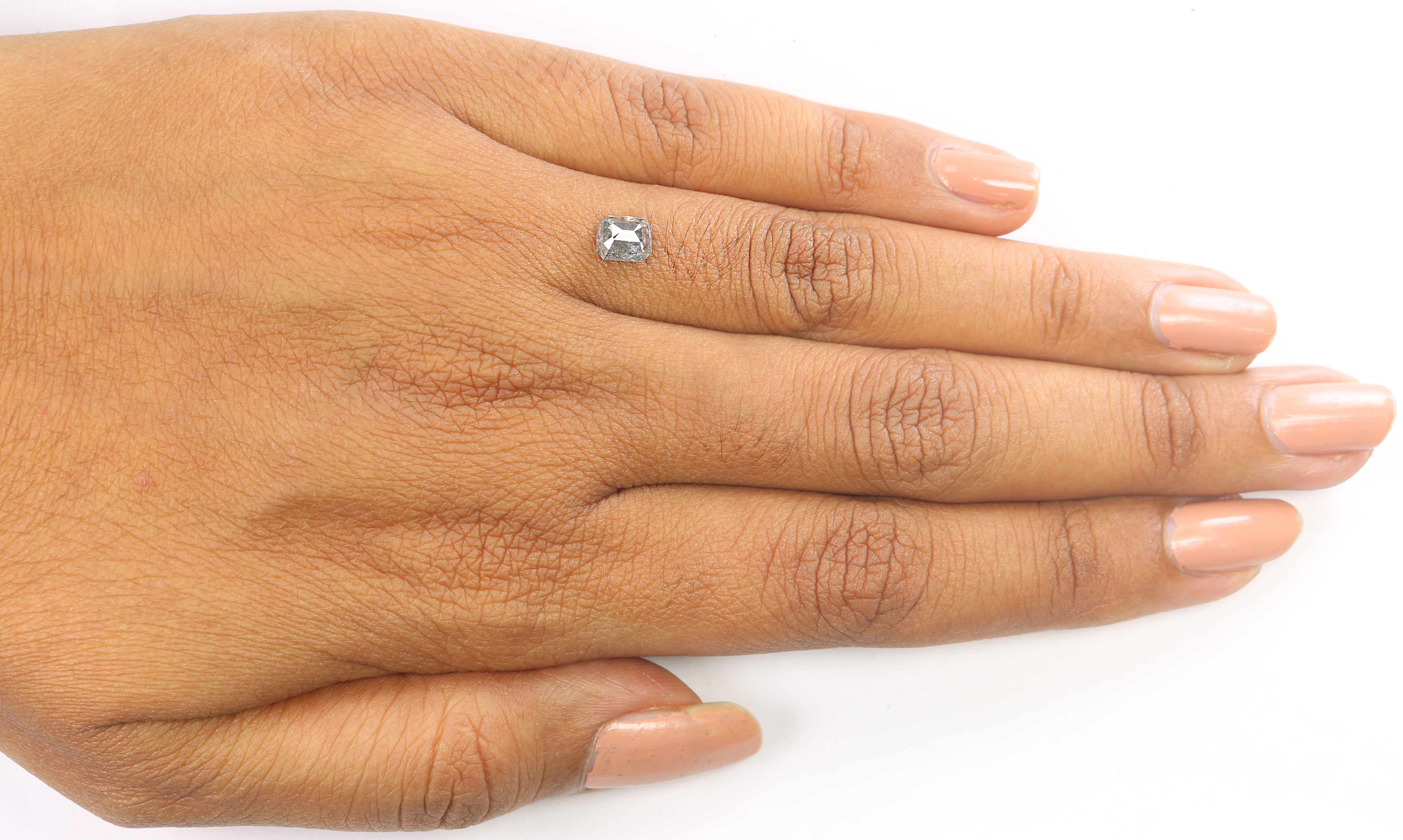 0.89 CT Natural Loose Emerald Shape Diamond Salt And Pepper Emerald Cut Diamond 5.50 MM Natural Black Grey Emerald Rose Cut Diamond LQ1220