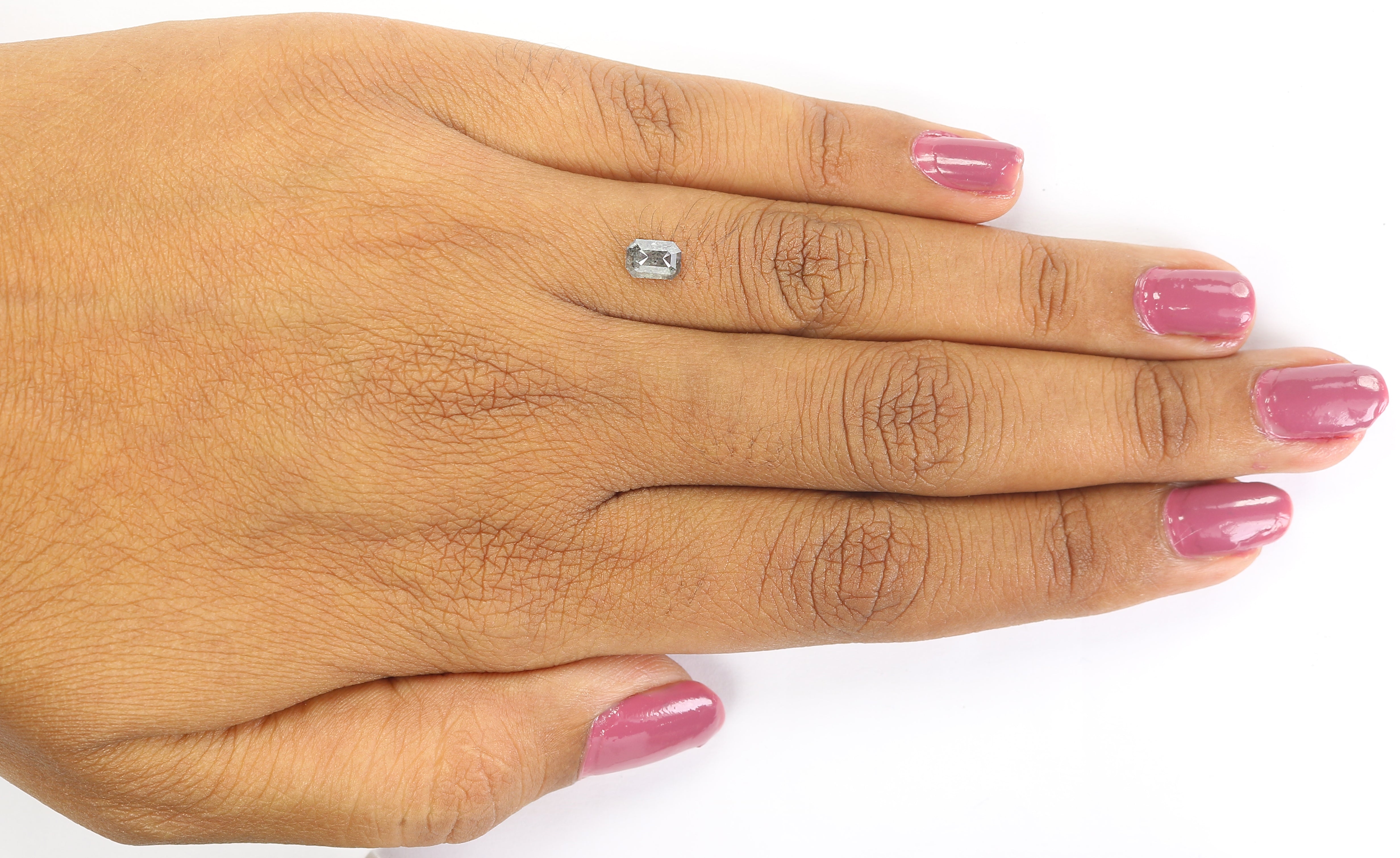 0.56 CT Natural Loose Emerald Shape Diamond Salt And Pepper Emerald Diamond 5.50 MM Natural Black Grey Color Emerald Rose Cut Diamond LQ1028