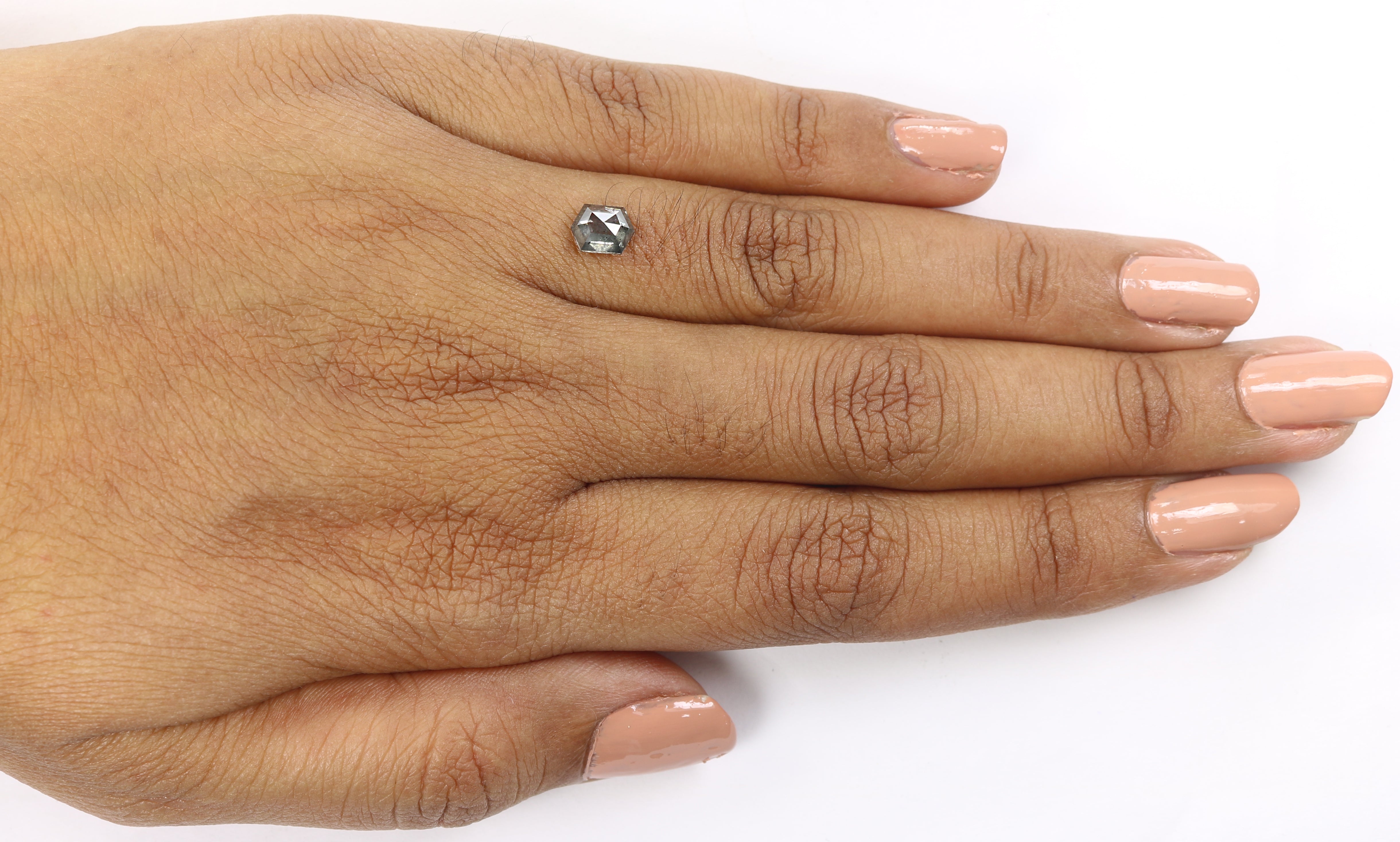 0.78 CT Natural Loose Hexagon Shape Diamond Salt And Pepper Hexagon Cut Diamond 6.30 MM Natural Black Grey Hexagon Rose Cut Diamond QL1403