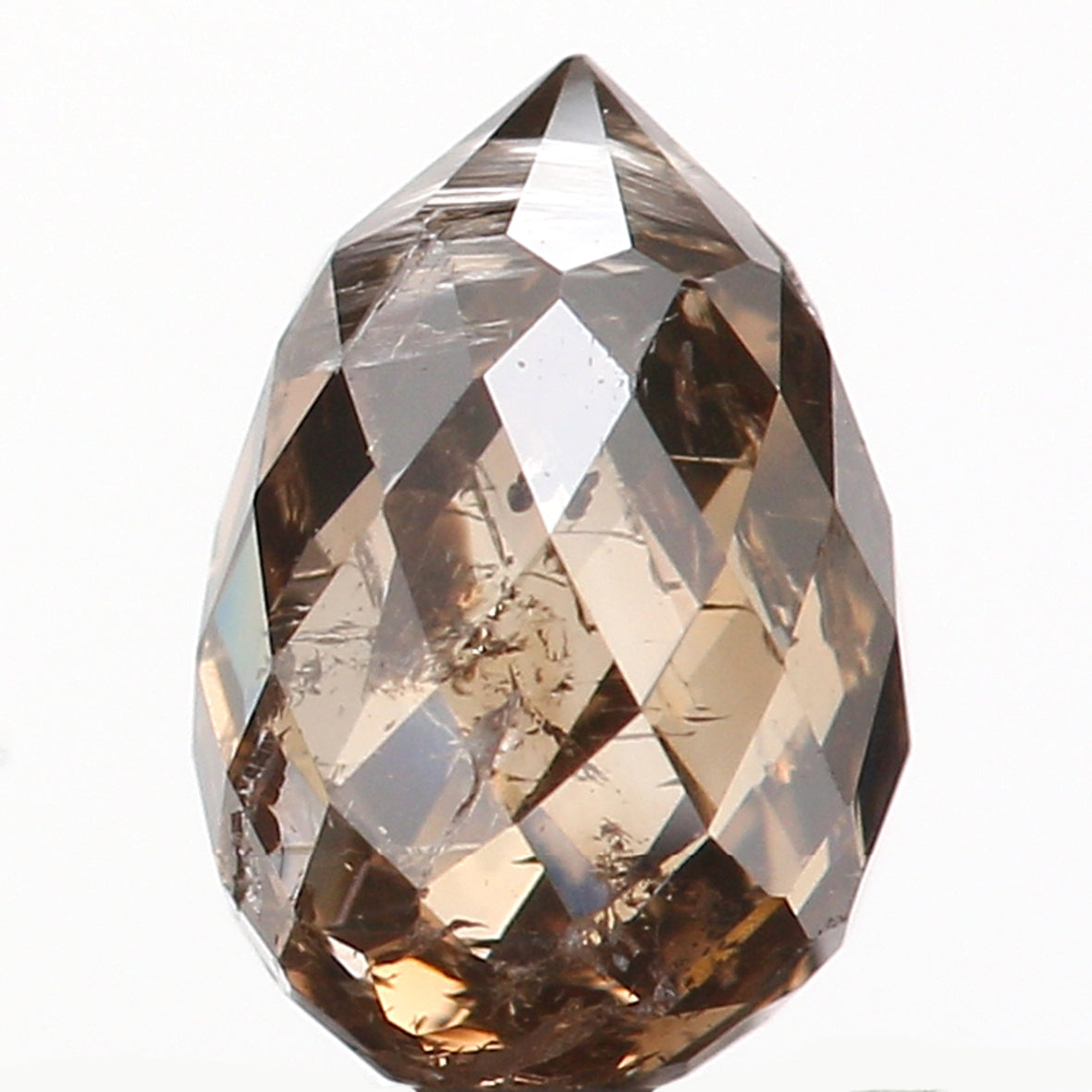 0.63 Ct Natural Loose Briolette Shape Diamond Brown Color Drop Diamond 5.55 MM Natural Loose Brown Color Briolette Rose Cut Diamond KQ2248