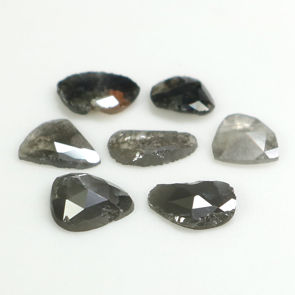 1.24 Ct Natural Loose Slice Shape Diamond Salt And Pepper Slice Diamond 4.20 MM Natural Black Grey Color Slice Irregular Cut Diamond LQ1441