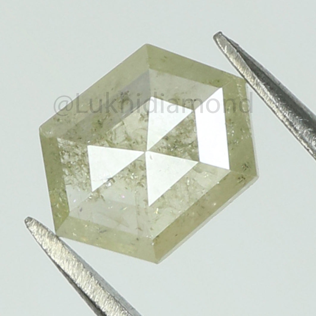 0.75 Ct Natural Loose Hexagon Shape Diamond Grey Hexagon Diamond 7.50 MM Natural Loose Grey Color Diamond Hexagon Rose Cut Diamond QK2097