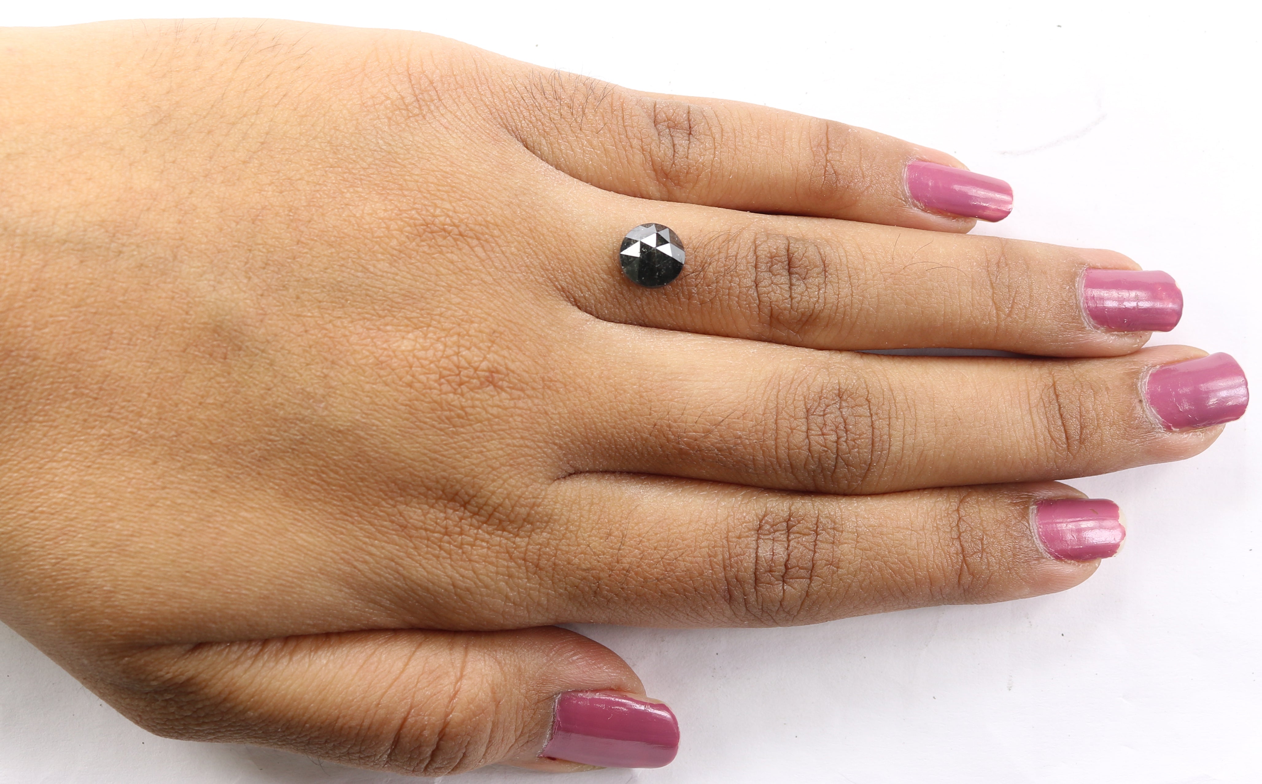 1.72 CT Natural Loose Round Rose Cut Diamond Salt And Pepper Round Diamond 7.40 MM Natural Loose Black Grey Color Rose Cut Diamond LQ1637