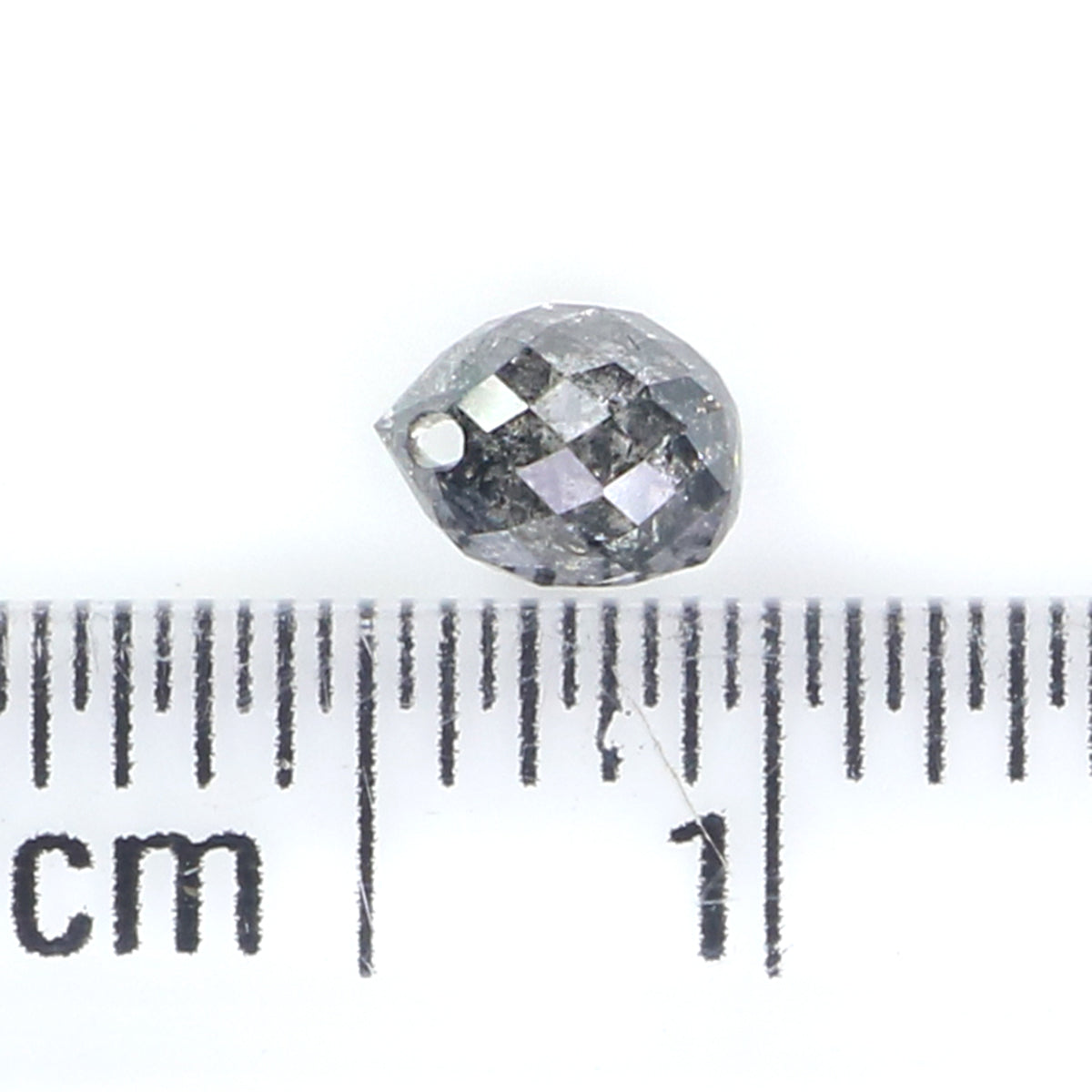0.46 CT Natural Loose Briolette Cut Diamond Salt And Pepper Drop Diamond 4.60 MM Natural Loose Black Grey Color Drop Rose Cut Diamond LQ5636