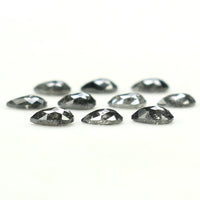 Natural Loose Pear Salt And Pepper Diamond Black Grey Color 1.08 CT 3.45 MM Pear Shape Rose Cut Diamond KDL1282