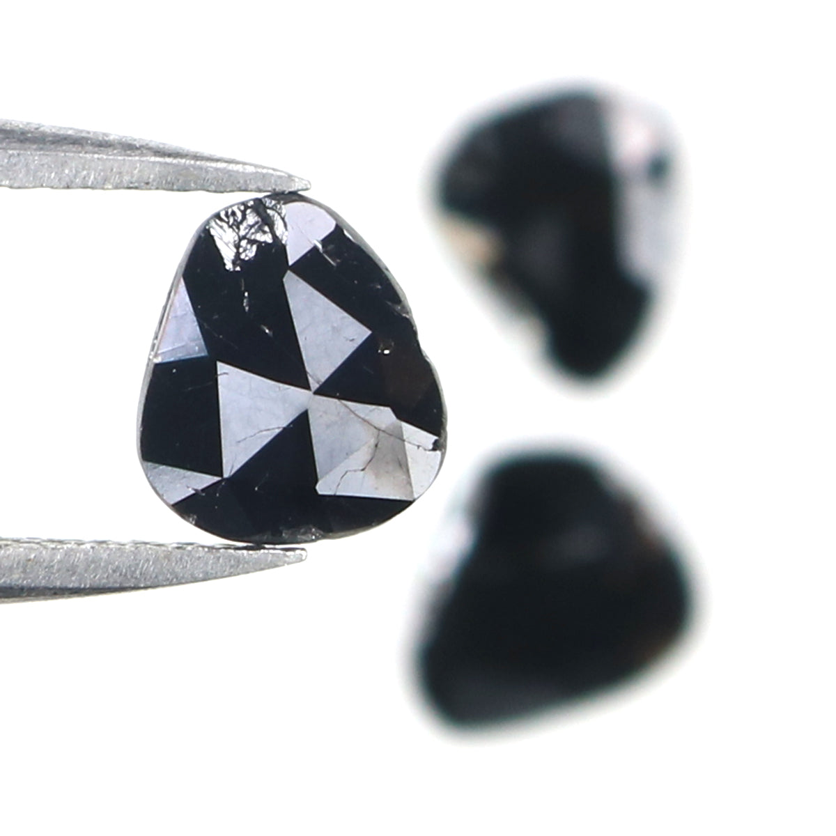 0.97 CT Natural Loose Slice Shape Diamond Black Color Slice Cut Diamond 6.75 MM Natural Loose Black Color Slice Rose Cut Diamond KQ2627