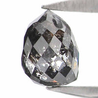 Natural Loose Briolette Salt And Pepper Black Grey Color Diamond 0.56 CT 4.60 MM Drop Shape Rose Cut Diamond L5679