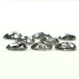 Natural Loose Pear Salt And Pepper Diamond Black Grey Color 1.11 CT 3.75 MM Pear Shape Rose Cut Diamond KDL1281