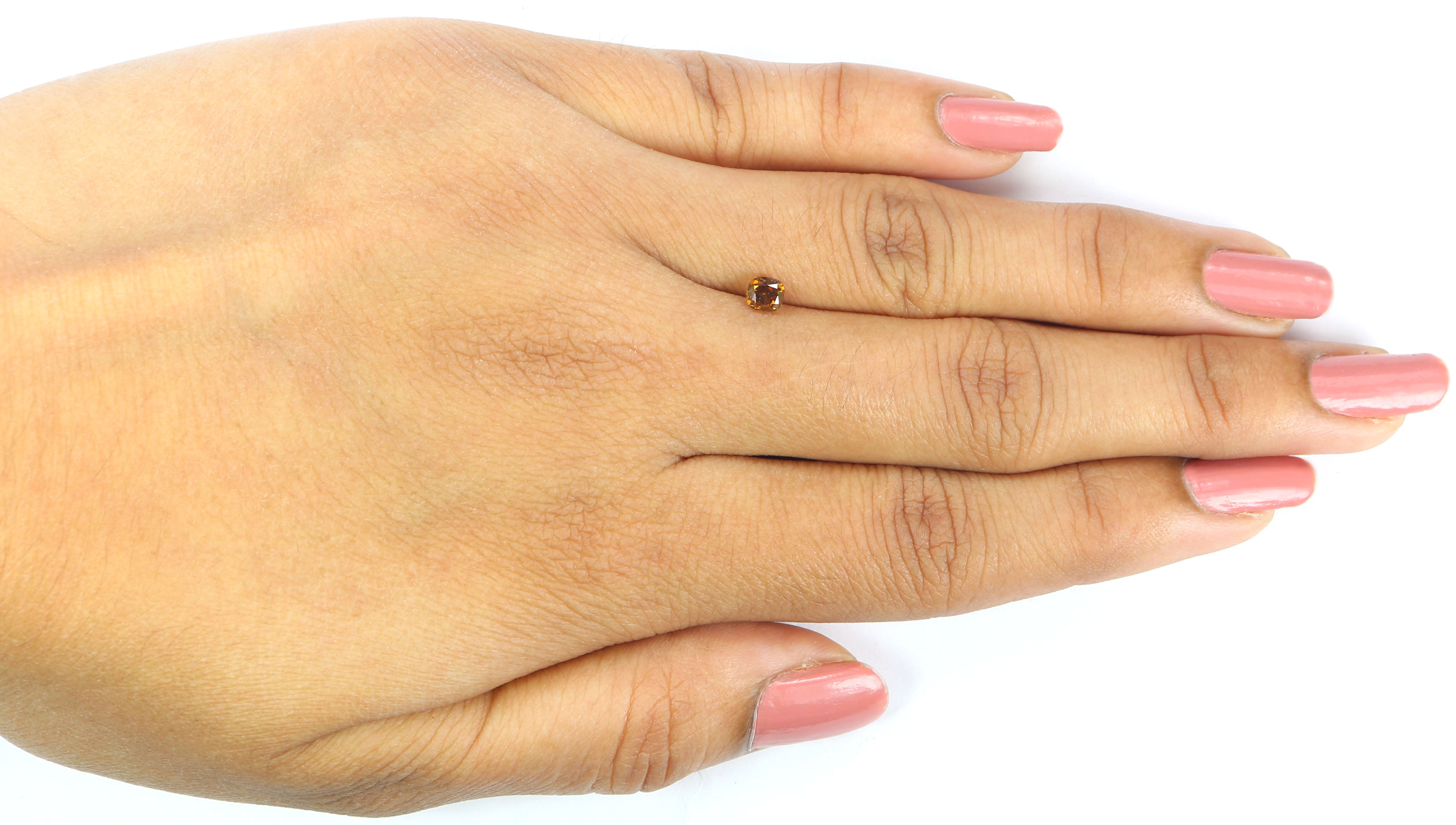 0.34 Ct Natural Loose Cushion Cut Diamond Coffee Brown Color Cushion Diamond 3.65 MM Natural Brown Color Cushion Brilliant Cut Diamond KQ807