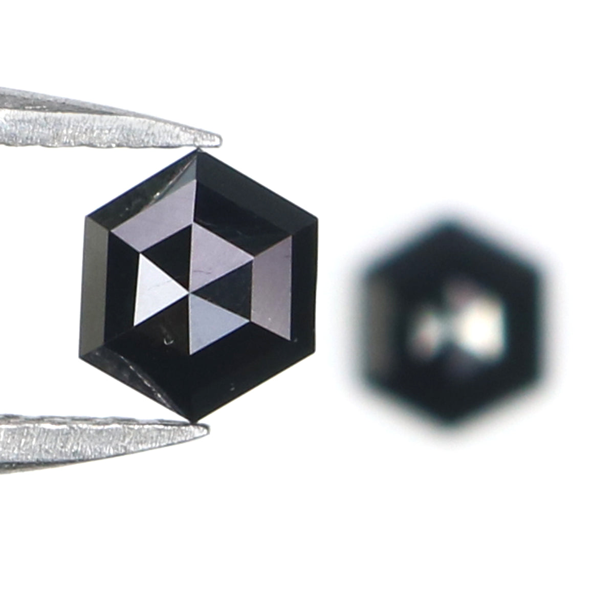 0.58 CT Natural Loose Hexagon Cut Pair Diamond Black Hexagon Cut Diamond 5.05 MM Natural Loose Black Color Hexagon Rose Cut Diamond QK2629
