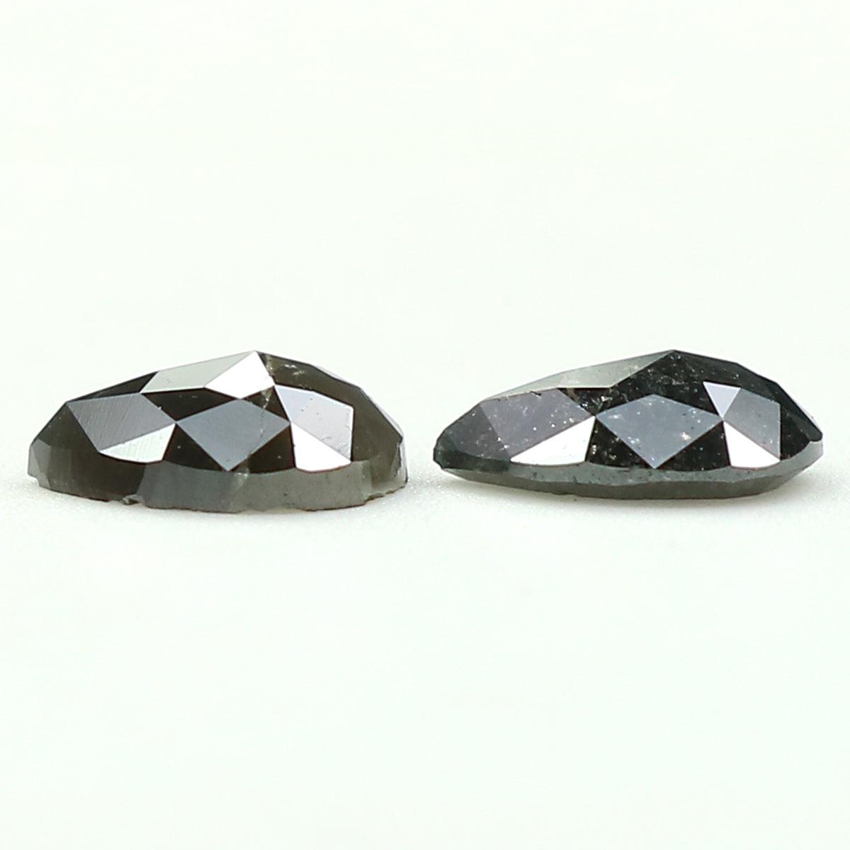 0.73 CT Natural Loose Pear Cut Pair Diamond Salt And Pepper Pear Shape Diamond 5.65 MM Natural Black Grey Color Pear Rose Cut Diamond KQ2386