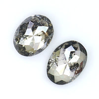 Natural Loose Oval Salt And Pepper Diamond Black Grey Color 0.54 CT 4.65 MM Oval Shape Rose Cut Diamond KR2321