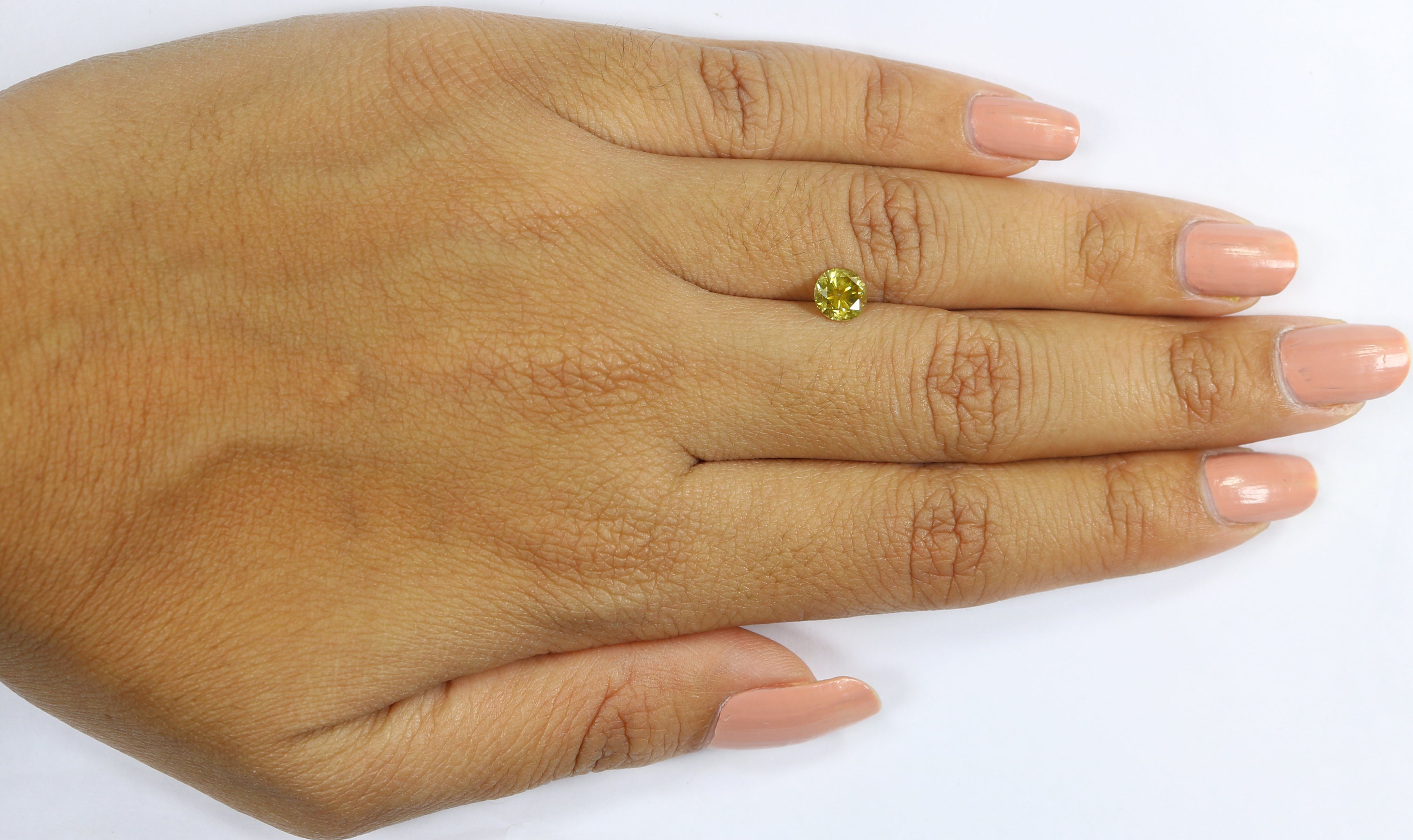 Natural Loose Round Diamond Yellow Greenish Color 0.77 CT 5.70 MM Round Brilliant Cut Diamond L6436