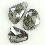 Natural Loose Slice Salt And Pepper Diamond Black Grey Color 0.93 CT 5.65 MM Slice Shape Rose Cut Diamond L1480