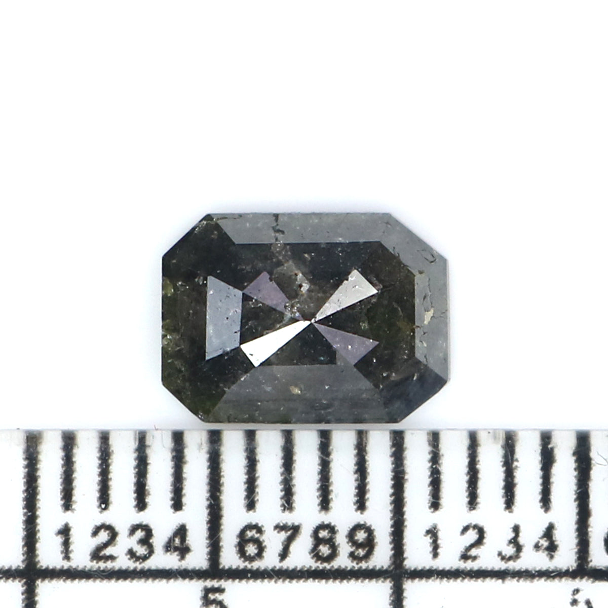 1.36 CT Natural Loose Emerald Shape Diamond Salt And Pepper Emerald Cut Diamond 7.95 MM Natural Black Grey Emerald Rose Cut Diamond KQ2634