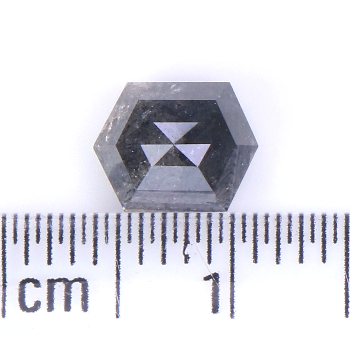 1.35 CT Natural Loose Hexagon Shape Diamond Salt And Pepper Hexagon Shape Diamond 7.25 MM Black Grey Color Hexagon Rose Cut Diamond LQ2288