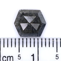 Natural Loose Hexagon Salt And Pepper Diamond Black Grey Color 1.53 CT 8.60 MM Hexagon Shape Rose Cut Diamond L6996