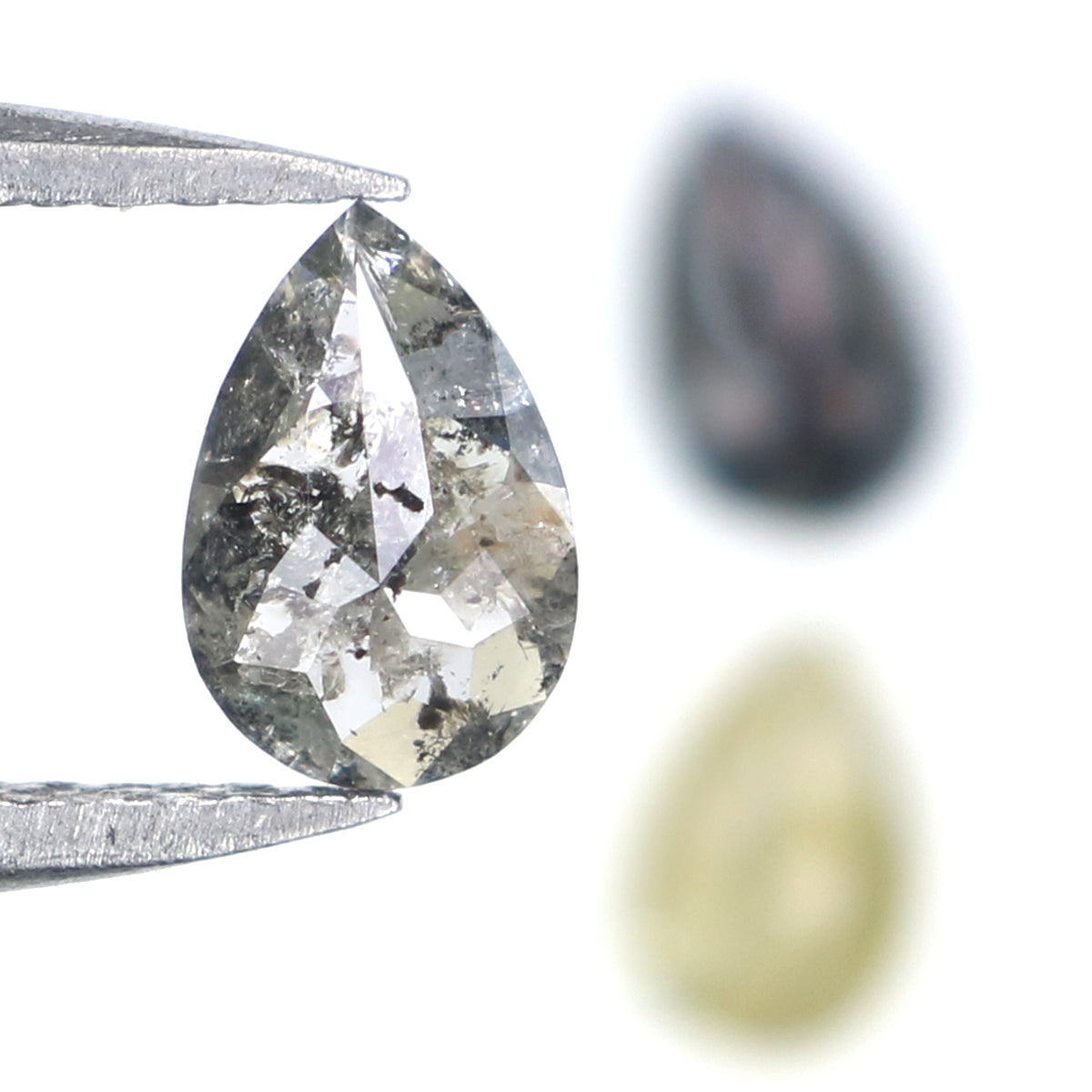 1.04 CT Natural Loose Pear Shape Diamond Salt And Pepper Pear Diamond 6.20 MM Natural Loose Black Grey Color Pear Rose Cut Diamond LQ2750