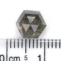 Natural Loose Hexagon Salt And Pepper Diamond Black Grey Color 2.50 CT 7.40 MM Hexagon Shape Rose Cut Diamond KR1754