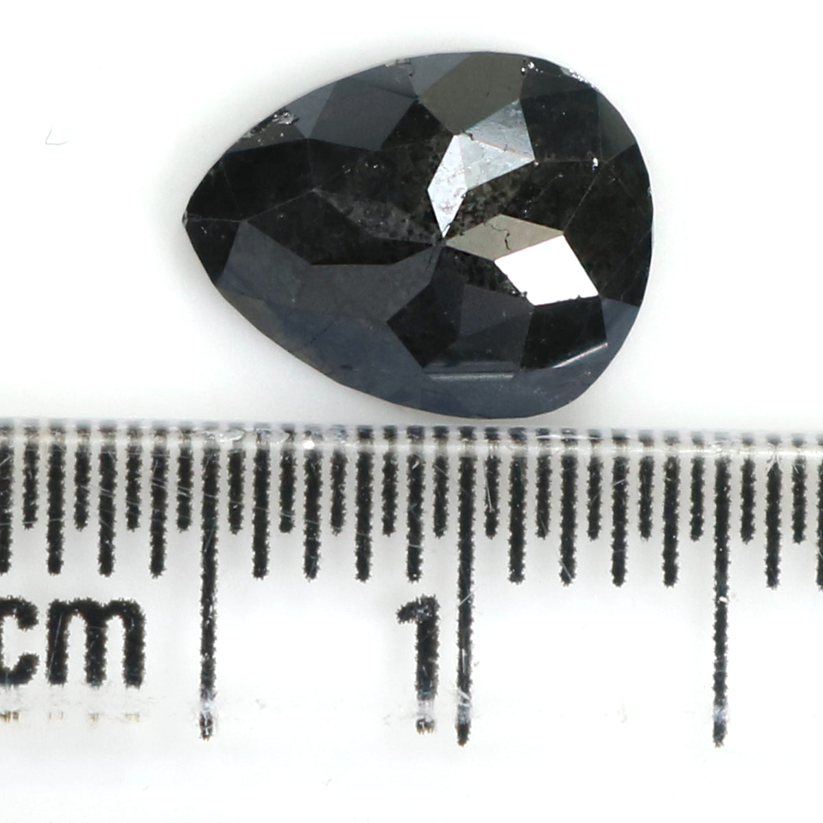 Natural Loose Pear Salt And Pepper Diamond Black Color 1.62 CT 9.20 MM Pear Shape Rose Cut Diamond L8350