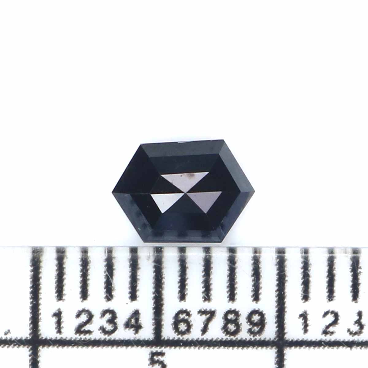 0.42 CT Natural Loose Hexagon Shape Diamond Black Color Hexagon Diamond 5.90 MM Natural Loose Black Color Hexagon Rose Cut Diamond KQ2647