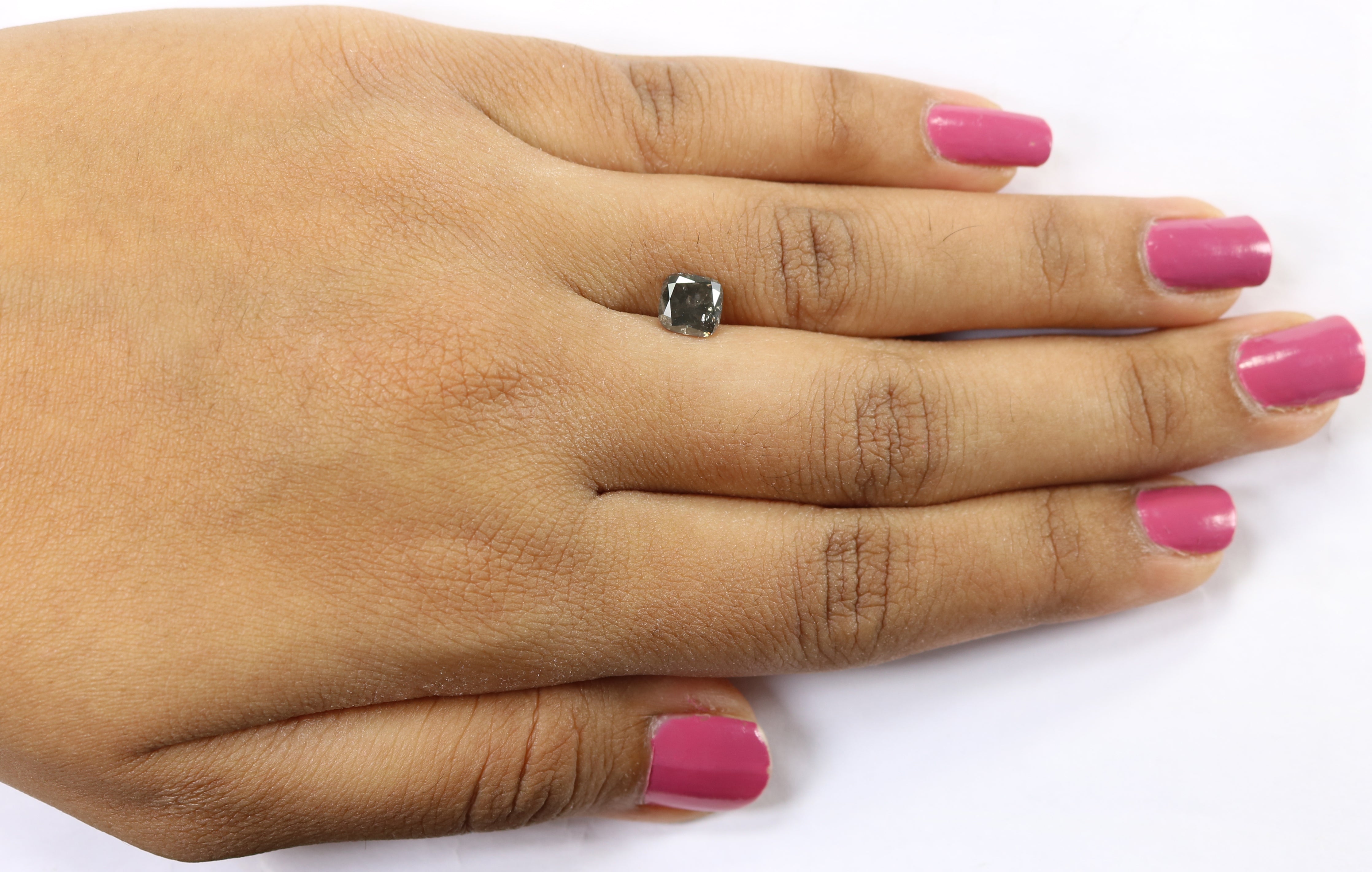 1.31 CT Natural Loose Cushion Shape Diamond Black Grey Cushion Diamond 6.05 MM Natural Black Grey Color Cushion Brilliant Cut Diamond QL1905