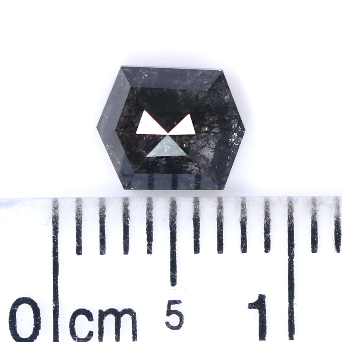 0.89 CT Natural Loose Hexagon Shape Diamond Salt And Pepper Hexagon Diamond 6.35 MM Black Grey Color Hexagon Shape Rose Cut Diamond QL2163