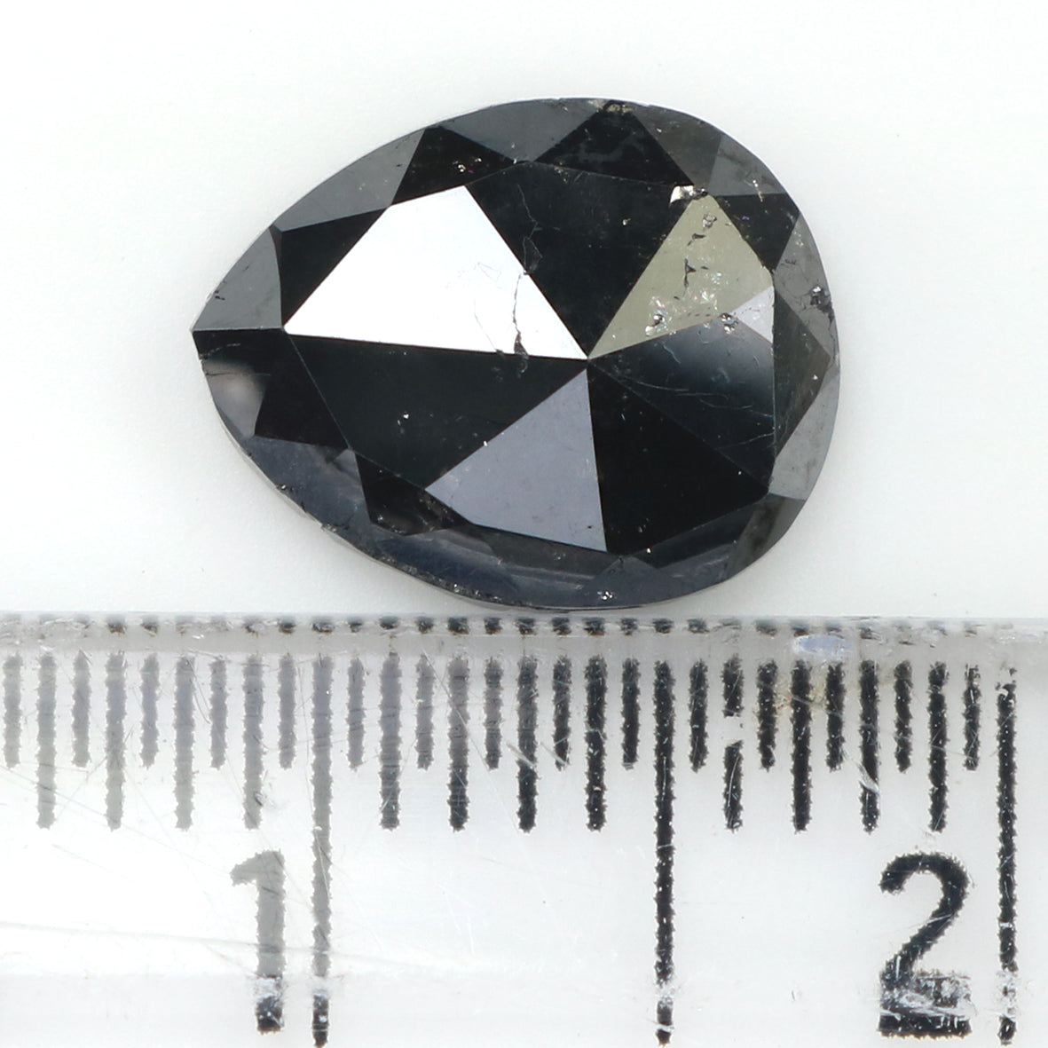 Natural Loose Pear Diamond Black Color 1.89 CT 9.55 MM Pear Shape Rose Cut Diamond L1730