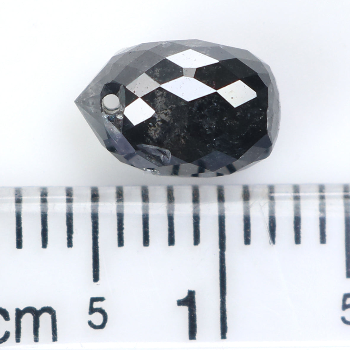 Natural Loose Drop Salt And Pepper Diamond Black Grey Color 2.16 CT 8.10 MM Drop Shape Rose Cut Diamond L2049