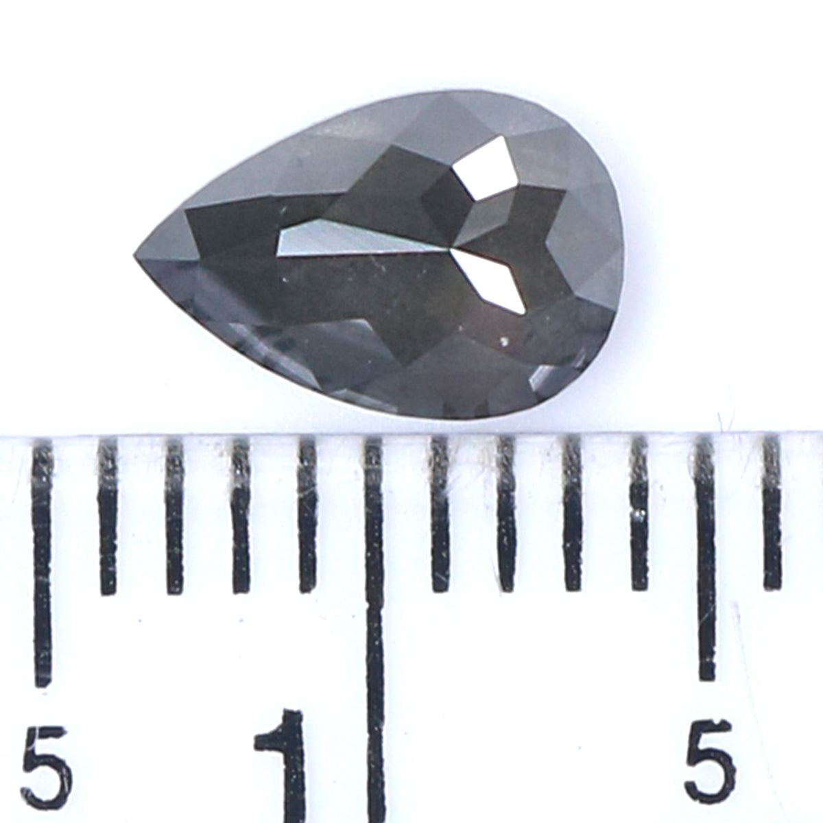 Natural Loose Pear Salt And Pepper Diamond Black Grey Color 0.99 CT 7.45 MM Pear Shape Rose Cut Diamond L9256