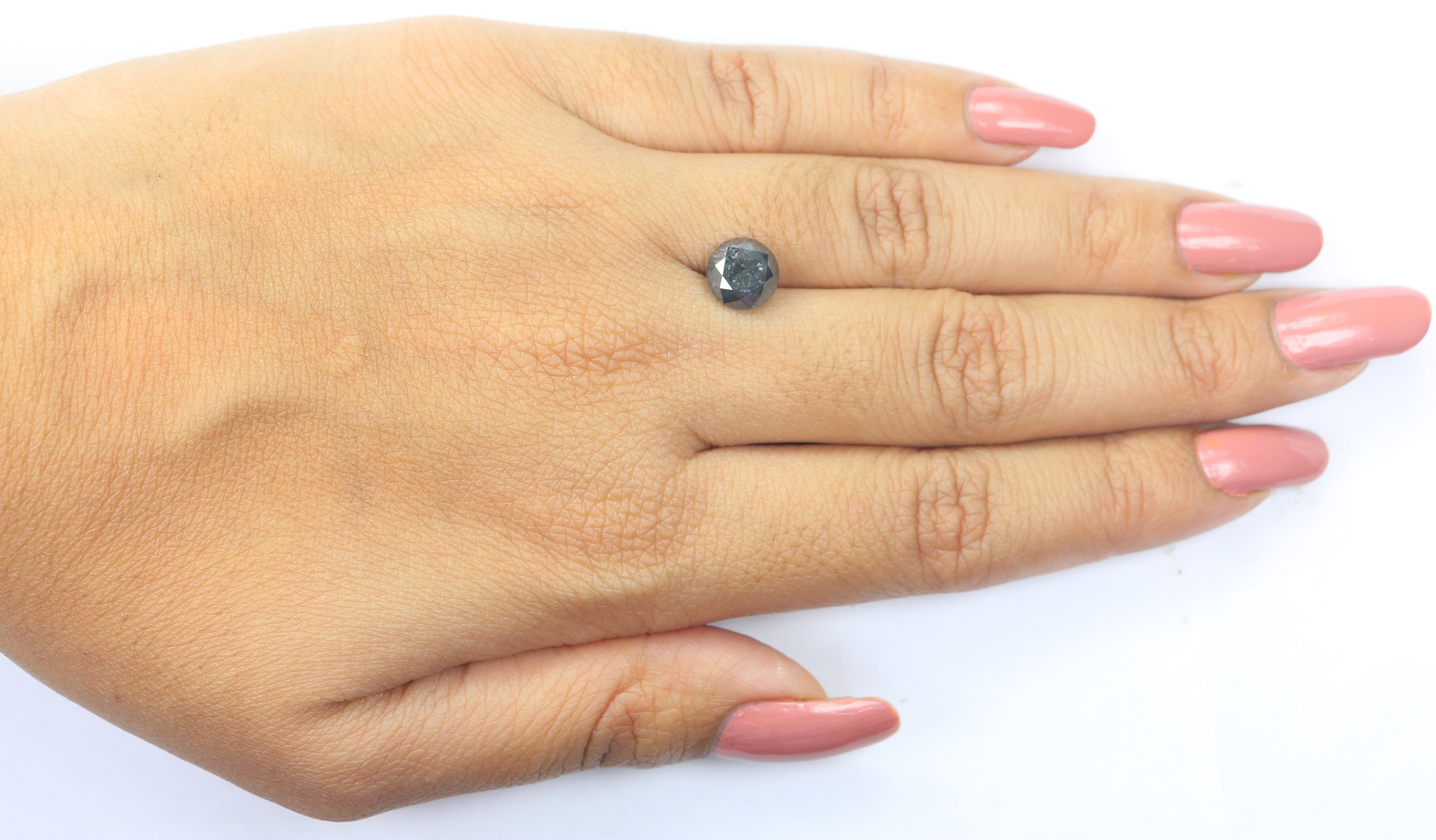2.24 CT Natural Loose Round Shape Diamond Black Grey Color Round Shape Diamond 7.70 MM Salt And Pepper Round Brilliant Cut Diamond LQ2352