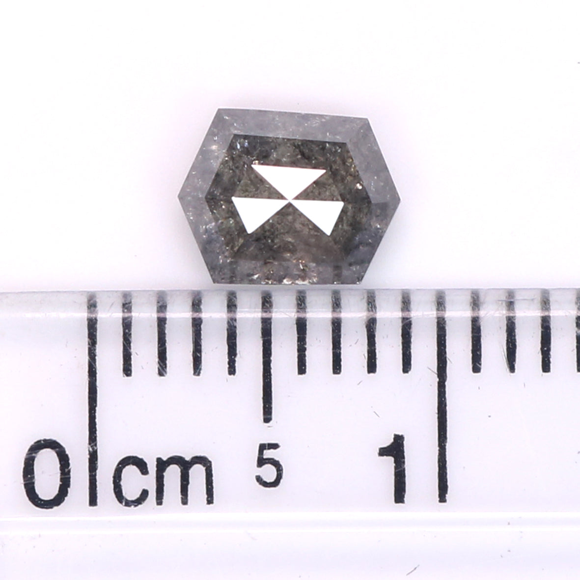 1.00 CT Natural Loose Hexagon Shape Diamond Salt And Pepper Hexagon Cut Diamond 6.45 MM Natural Black Grey Hexagon Rose Cut Diamond QL2077
