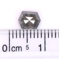 Natural Loose Hexagon Salt And Pepper Diamond Black Grey Color 1.00 CT 6.43 MM Hexagon Shape Rose Cut Diamond KDL2077