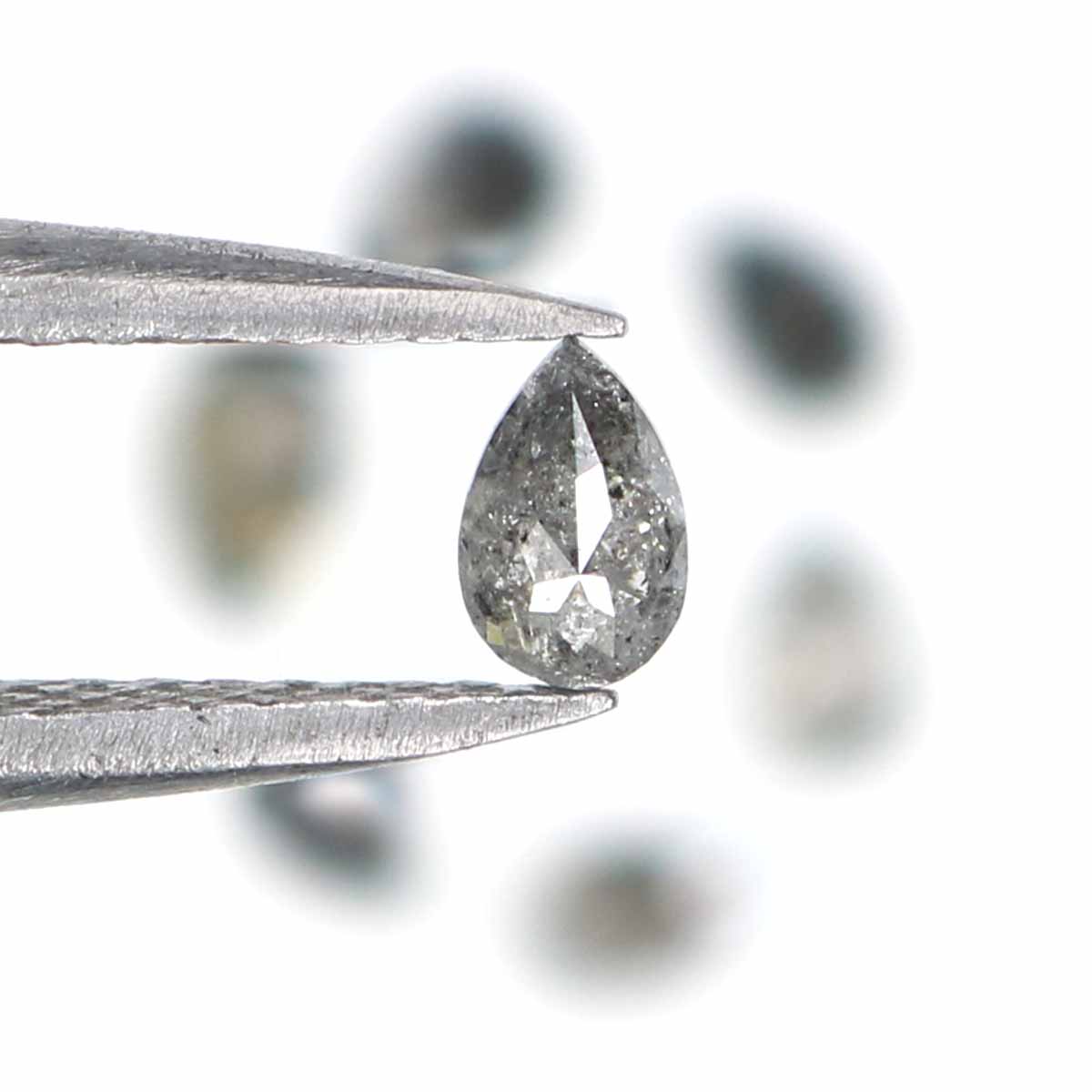 0.64 CT Natural Loose Pear Shape Diamond Salt And Pepper Pear Diamond 4.05 MM Natural Loose Black Grey Color Pear Rose Cut Diamond LQ2762