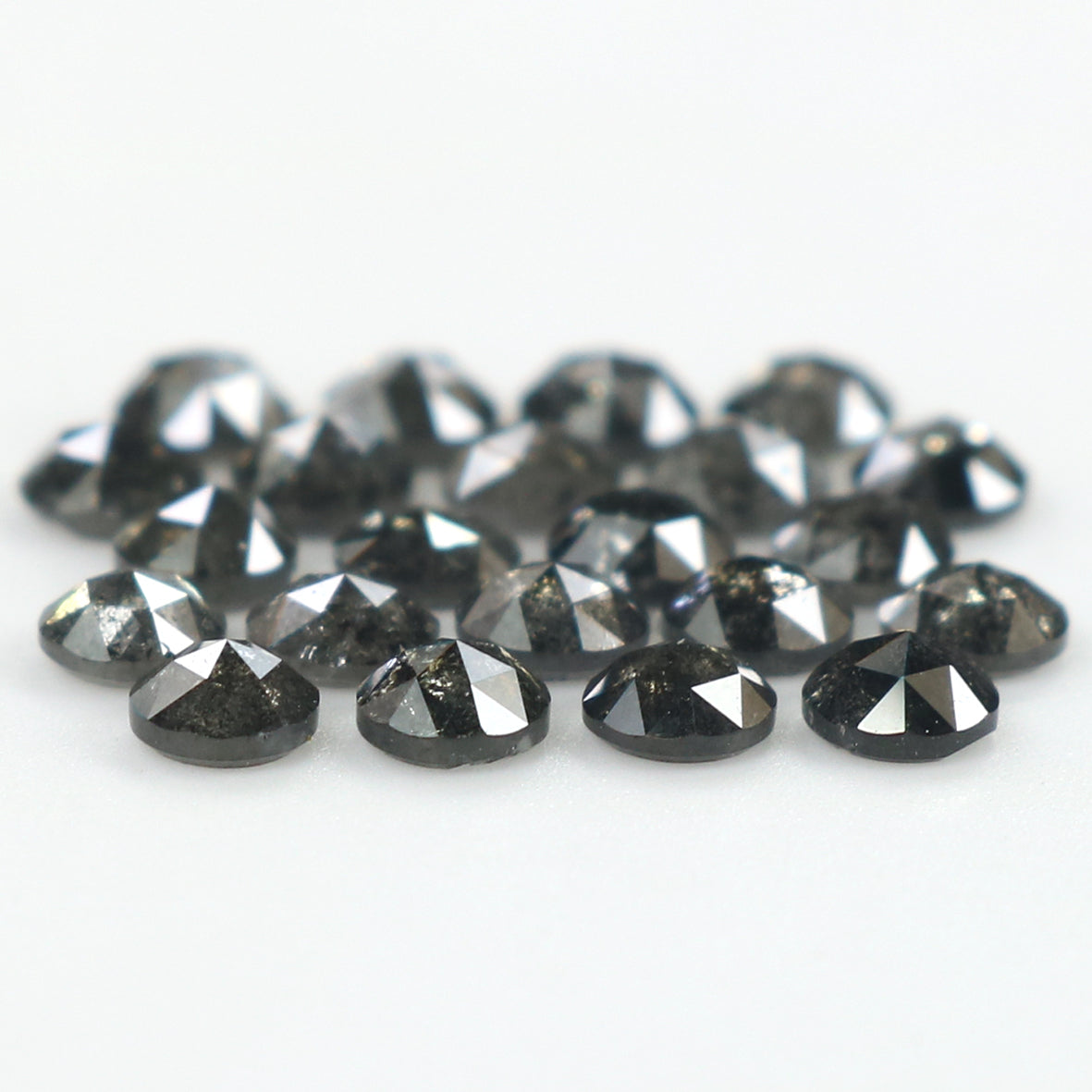 Natural Loose Round Rose Cut Salt And Pepper Diamond Black Grey Color 1.84 CT 2.60 MM Rose Cut Shape Diamond L1821