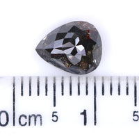 Natural Loose Pear Salt And Pepper Diamond Black Brown Color 1.92 CT 8.30 MM Pear Shape Rose Cut Diamond L8180