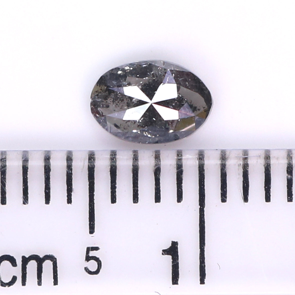 Natural Loose Oval Salt And Pepper Diamond Black Grey Color 0.36 CT 5.60 MM Oval Shape Rose Cut Diamond KR2484