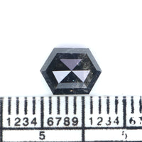Natural Loose Hexagon Salt And Pepper Black Grey Color Diamond 1.43 CT 7.65 MM Hexagon Shape Rose Cut Diamond KDL2704