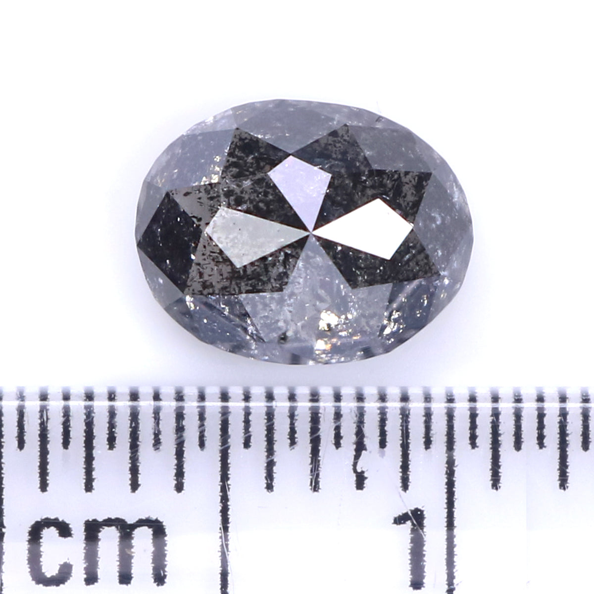 Natural Loose Oval Salt And Pepper Diamond Black Grey Color 1.18 CT 7.45 MM Oval Shape Rose Cut Diamond KDL2273