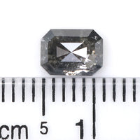 Natural Loose Emerald Salt And Pepper Diamond Black Grey Color 0.92 CT 6.20 MM Emerald Shape Rose Cut Diamond L1951