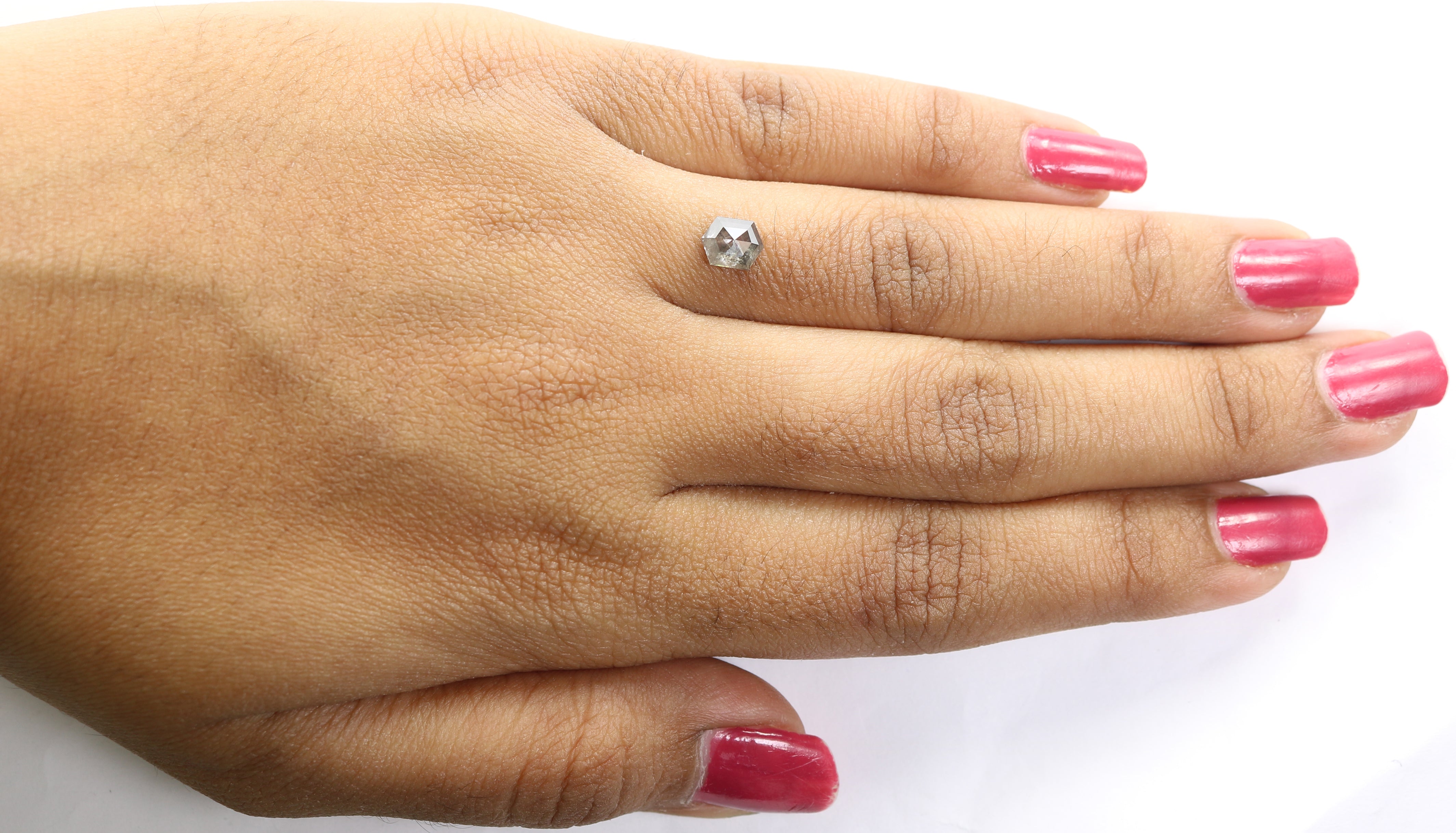 0.77 CT Natural Loose Hexagon Shape Diamond Salt And Pepper Hexagon Cut Diamond 6.30 MM Natural Black Grey Hexagon Rose Cut Diamond LQ1541